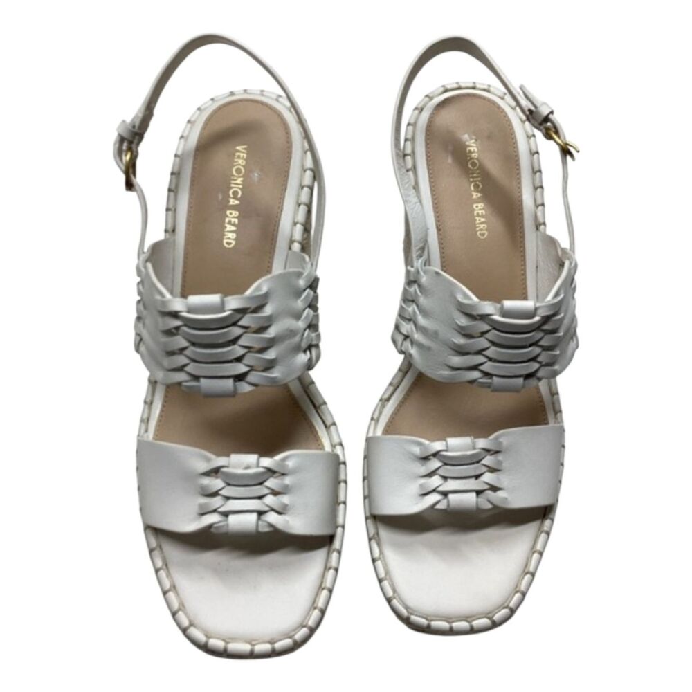 Veronica Beard Riya White Slingback Espadrille Platform Wedge Sandal